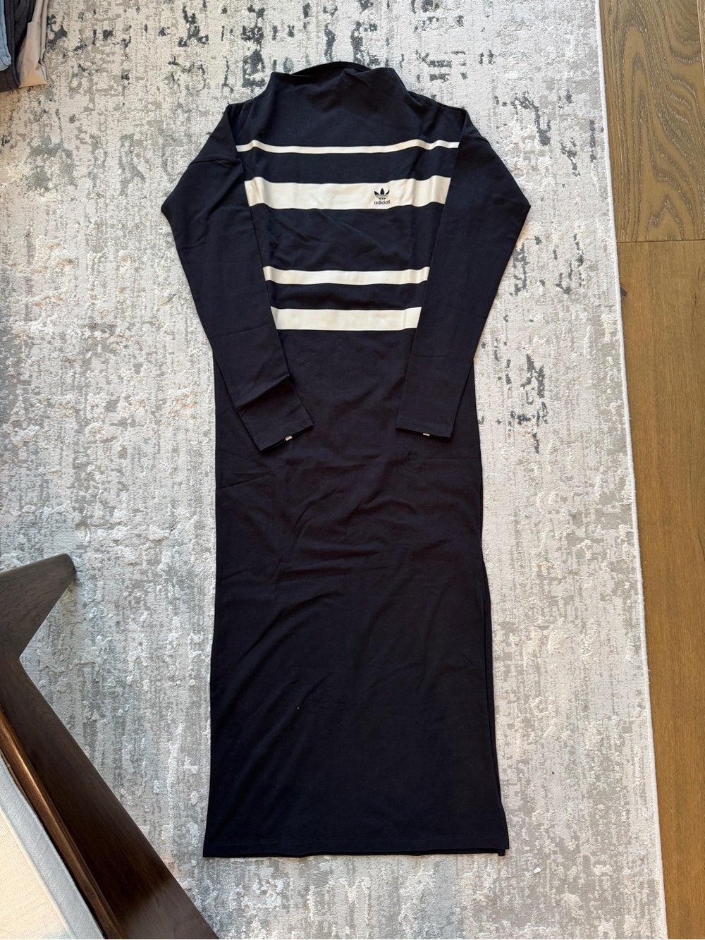 Adidas Originals Black Long Sleeve Striped Maxi Dress S